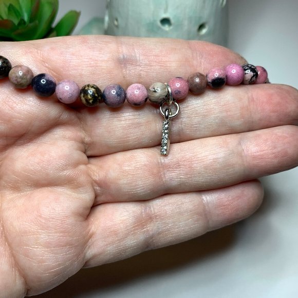 Handmade Rhodonite Beads & Crystal Bar - Picture 5 of 6